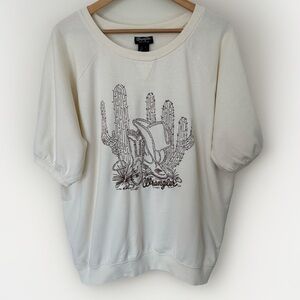 Wrangler Cream Short Sleeve Graphic Tee with Cactus Saddle Print